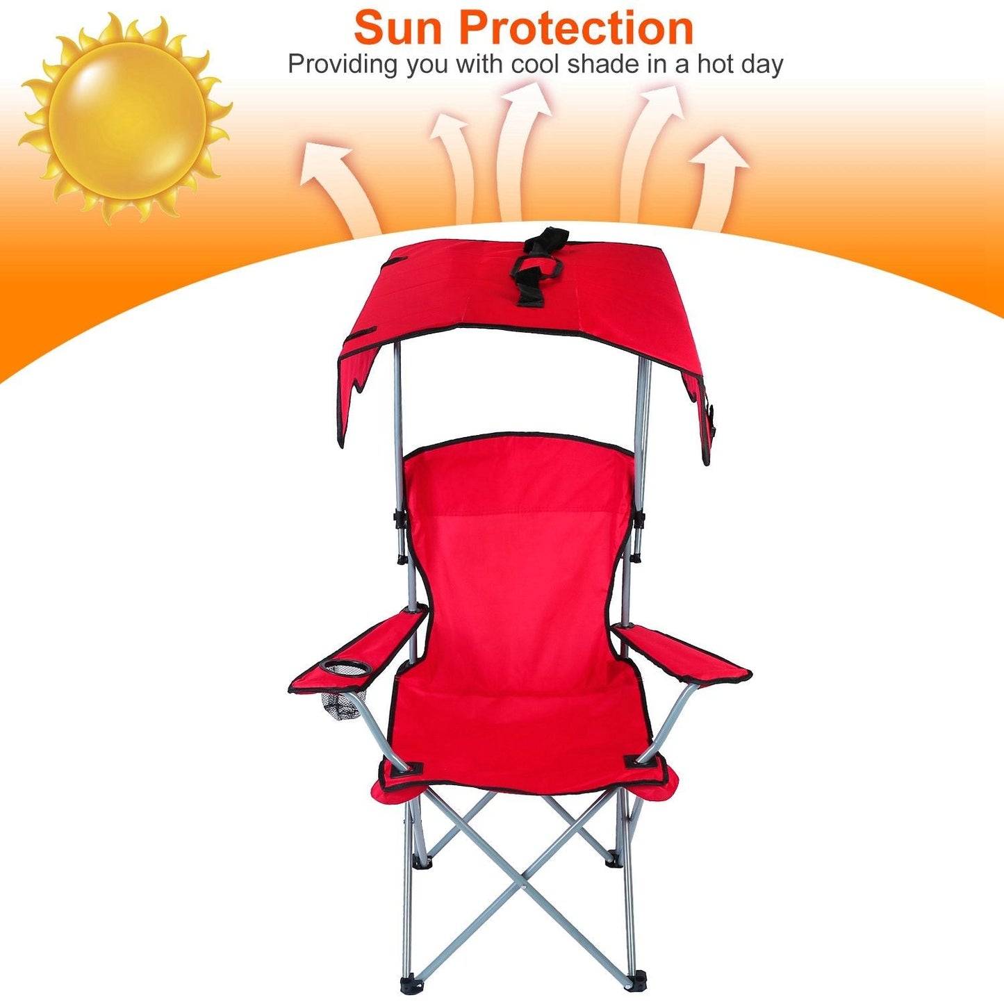 Foldable Beach Canopy Chair Sun Protection Camping Lawn Canopy Chair 330LBS Load Folding Seat New Era Fashion LLc