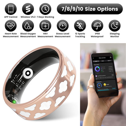 Size7/8/9/10 Options -- 1Pc Smart Ring Health Tracker Fitness/Sleep/Stress/HRV Tracker with Charging Case Magnetic Charging Cable for Women & Men Compatible with iOS & Android 7-Day Battery Life New Era Fashion LLc