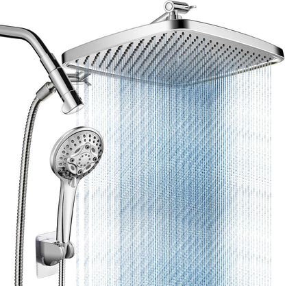 11.8 Inch Rain Shower Head with 6 Modes Handheld Water Spray High Pressure Showerhead Combo with 11 Inch Adjustable Extension Arm New Era Fashion LLc