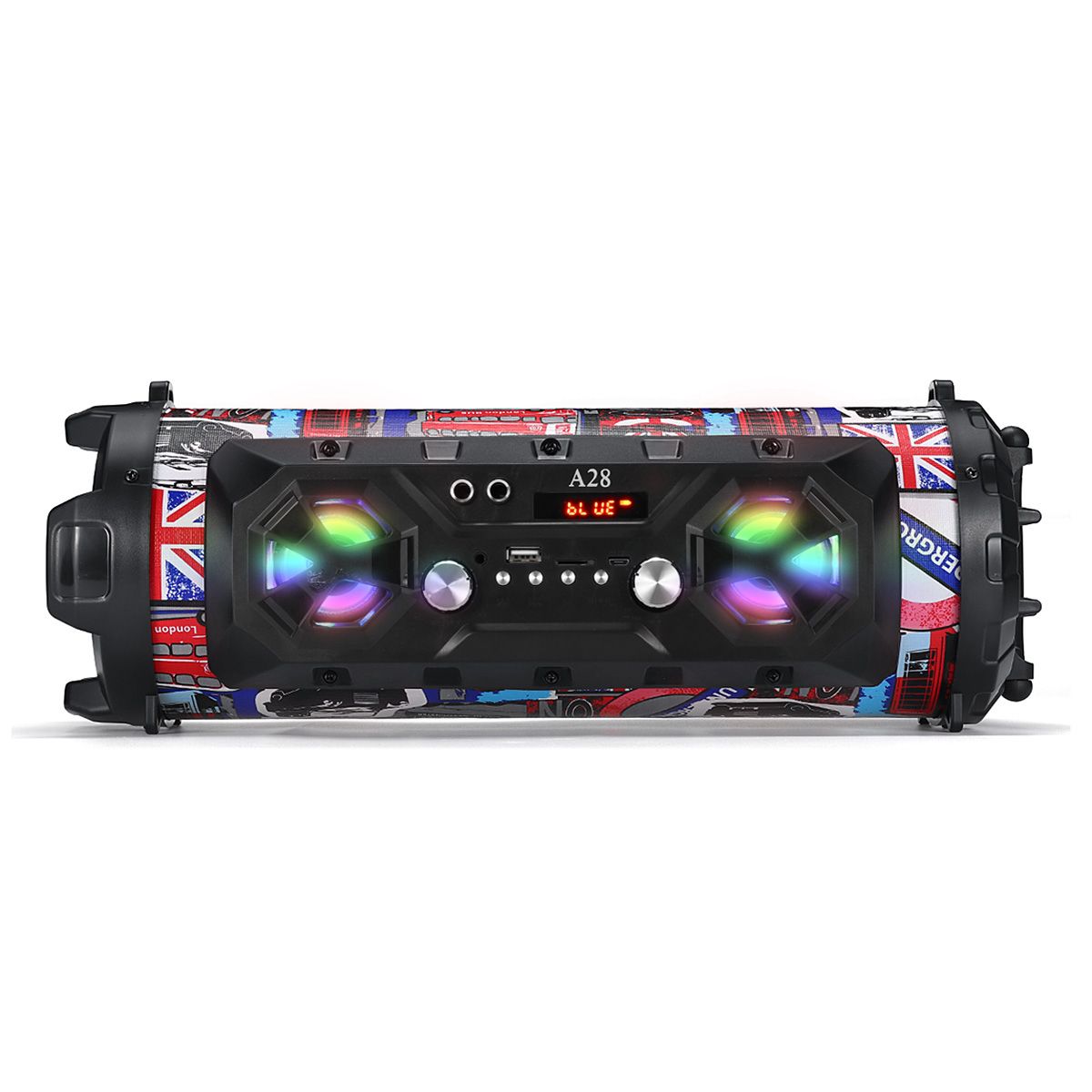 Bluetooth Speaker A28 Portable Wireless Stereo Bass Subwoofer Karaoke Party Speakers with RGB LED Light Support FM Radio TF Card New Era Fashion LLc