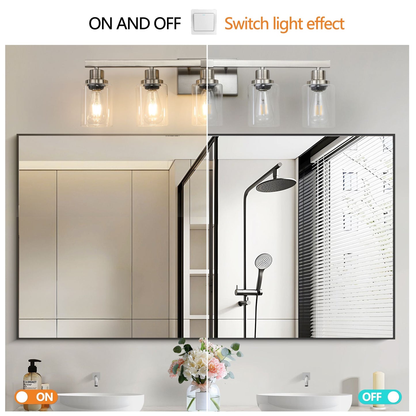 31" Modern 5-Light Bathroom Vanity Light Fixture - Brushed Nickel Finish with Clear Glass Shades, Perfect for Bathroom, Vanity, and Dressing Area Lighting (No Bulbs) New Era Fashion LLc