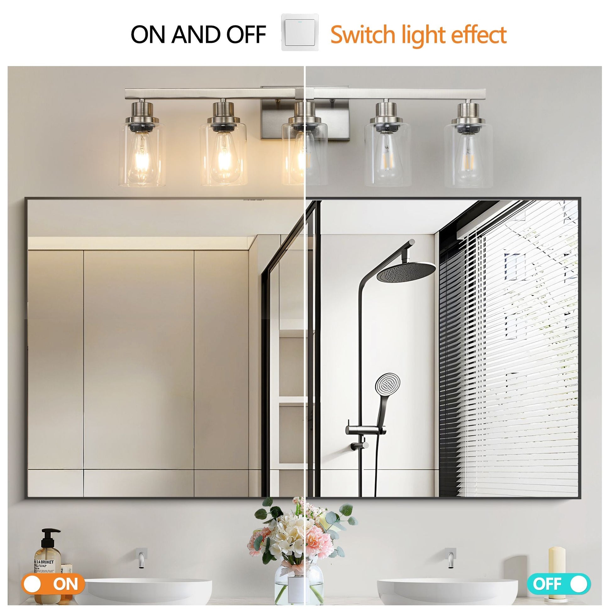 31" Modern 5-Light Bathroom Vanity Light Fixture - Brushed Nickel Finish with Clear Glass Shades, Perfect for Bathroom, Vanity, and Dressing Area Lighting (No Bulbs) New Era Fashion LLc