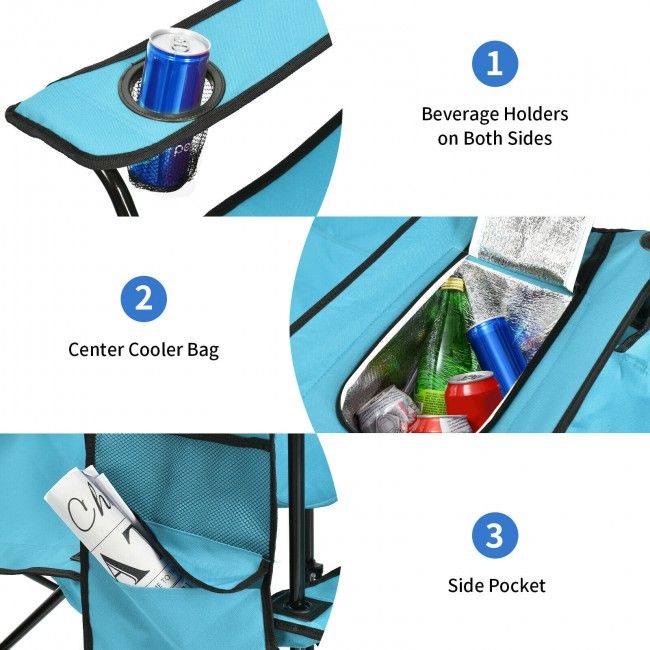 Portable Folding Picnic Double Chair With Umbrella New Era Fashion LLc