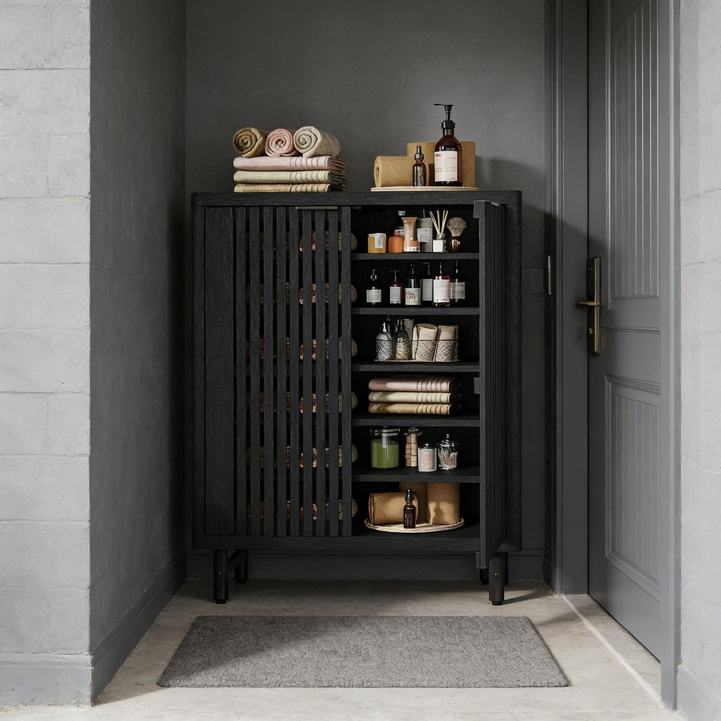 6-Tier Wooden Shoe Cabinet with Louvered Doors & Adjustable Shelves New Era Fashion LLc