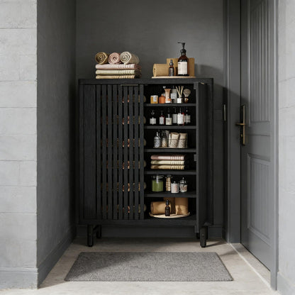6-Tier Wooden Shoe Cabinet with Louvered Doors & Adjustable Shelves New Era Fashion LLc