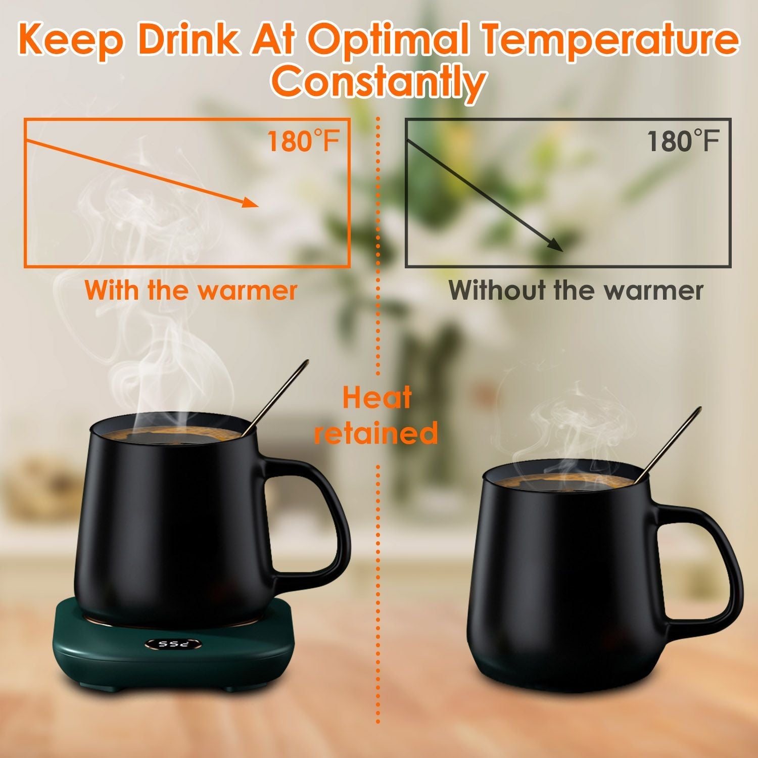 Electric Coffee Mug Warmer for Desk Auto Shut off USB Tea Milk Beverage Cup Heater Heating Plate for Office Home 3 Temperature Setting New Era Fashion LLc