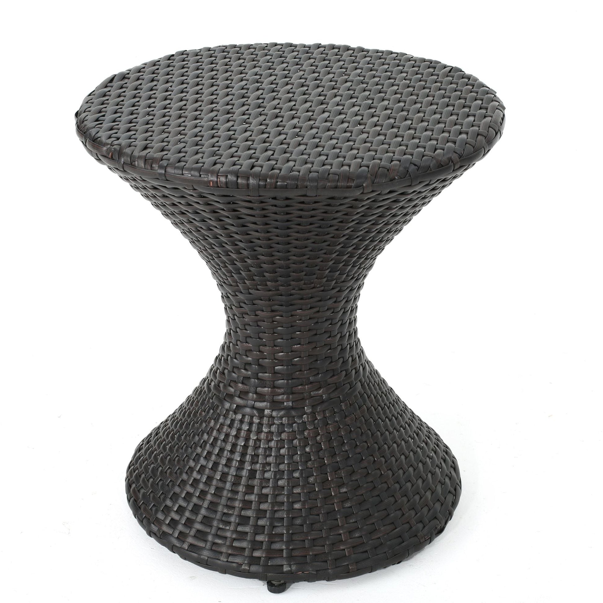 Outdoor 16-inch Multi-brown Wicker Hourgla Side Table New Era Fashion LLc