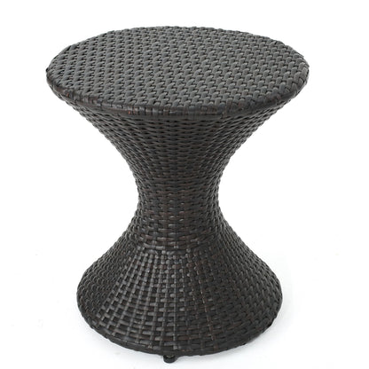Outdoor 16-inch Multi-brown Wicker Hourgla Side Table New Era Fashion LLc