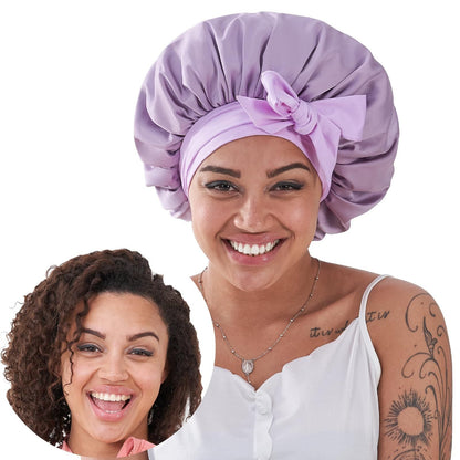 Silk Bonnet for Sleeping Women, Satin Hair Bonnet for Sleeping for Wavy Curly Natural Hair Women Men - Rose Red New Era Fashion LLc