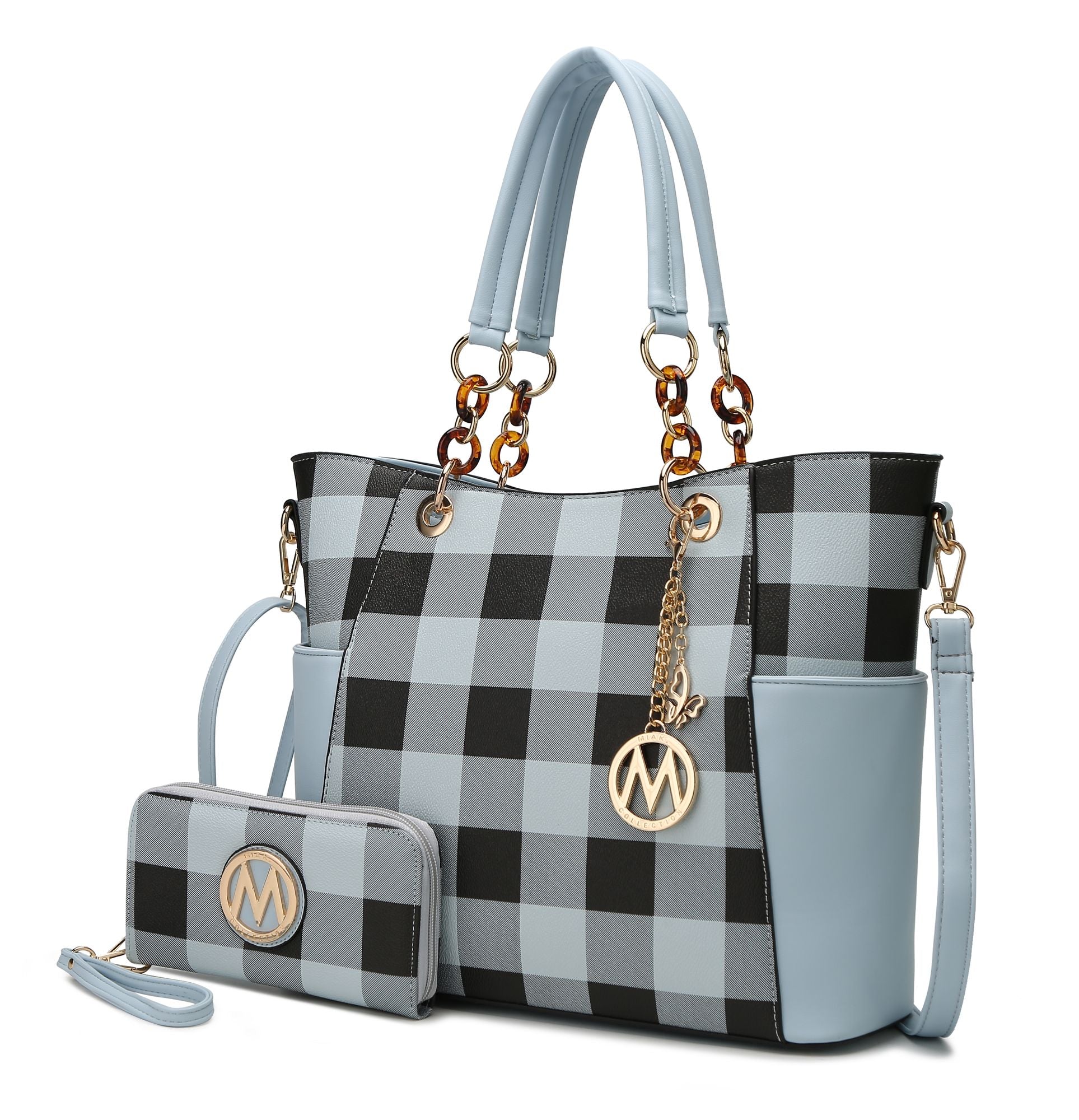 MKF Collection Bonita Checker Tote Handbag & Wallet Set Women by Mia K New Era Fashion LLc
