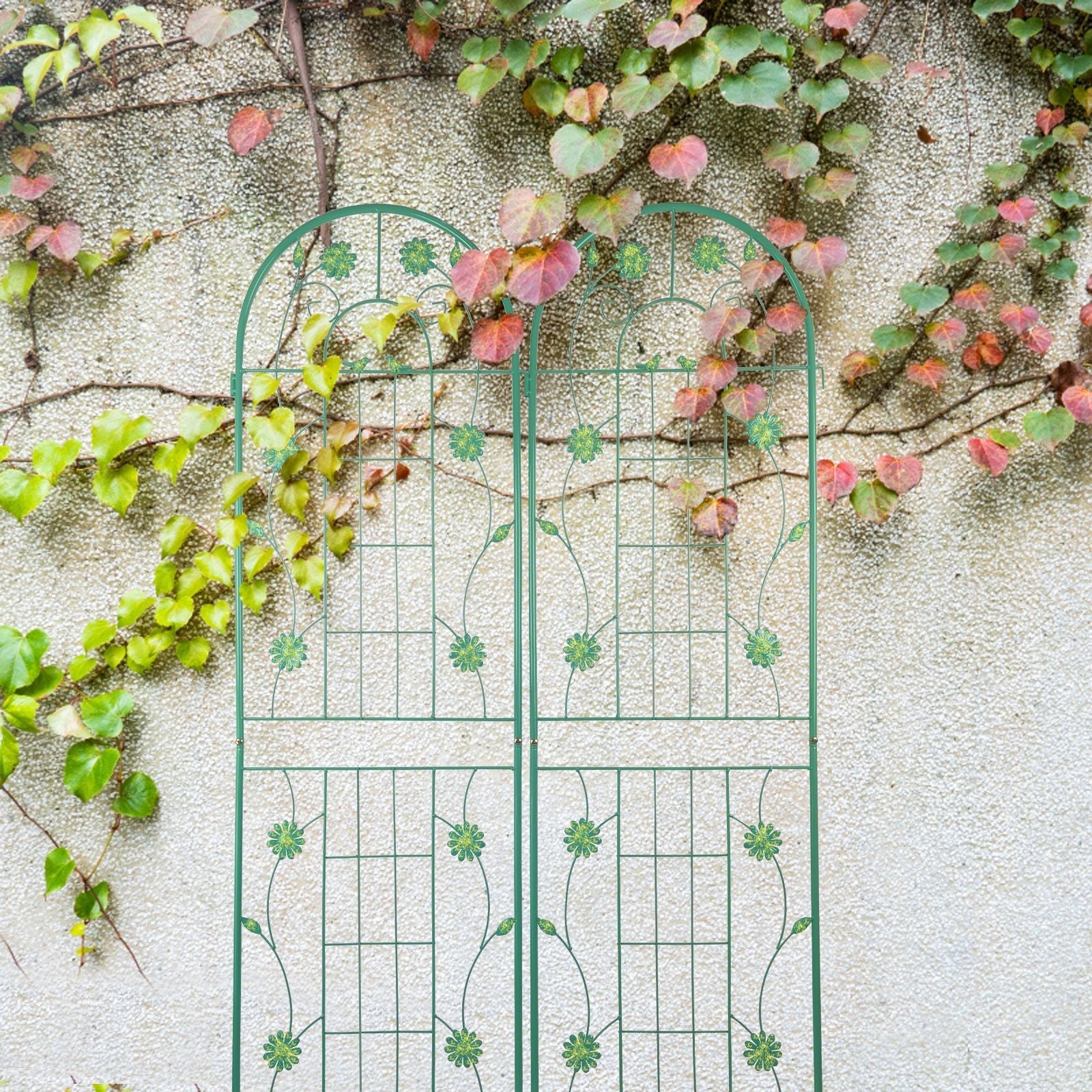 2 Pack 71" x 19.7" Metal Garden Trellis Rustproof Trellis for Climbing Plants Outdoor Flower Support Wrought Iron Ivy Vine Cucumbers Decorative(Green) New Era Fashion LLc