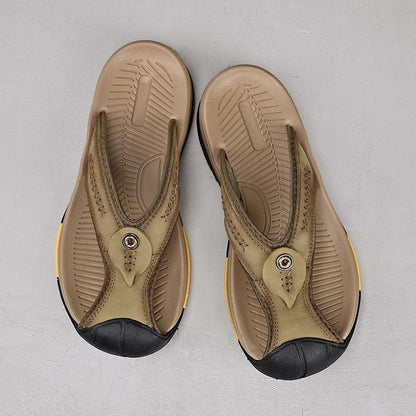 Summer men's new first layer cowhide flip-flops fashion all comfortable men's slippers beach shoes New Era Fashion LLc