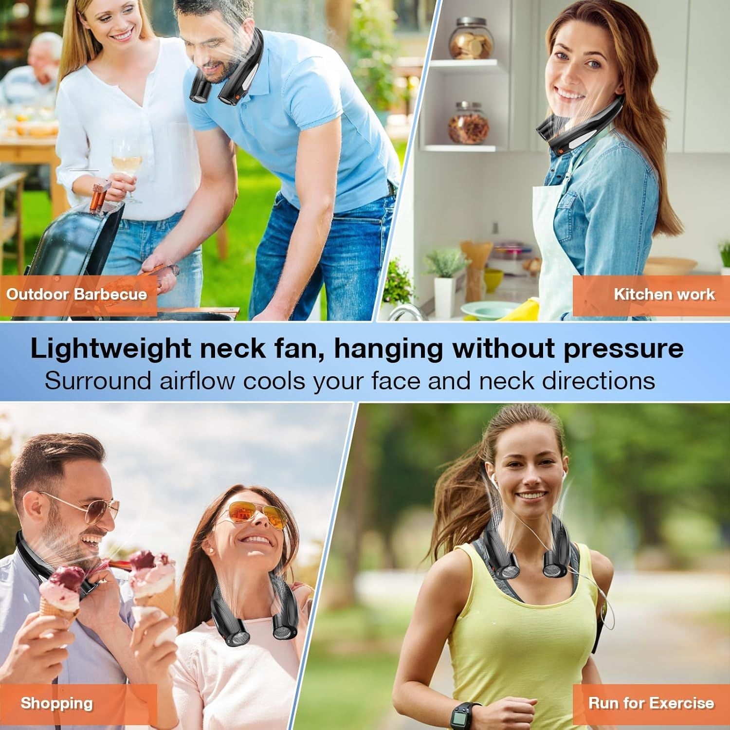 Neck Fan, 6 Speeds Adjustable Portable Personal Fan Rechargeable, Faster Cooling Wearable Fan, Ultra Quiet for Home, Office, Travel, Outdoor New Era Fashion LLc