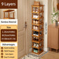 Versatile Bamboo Expandable Folding Storage Rack - 3/6/9 Layer Organizer for Any Room, No Assembly Needed! New Era Fashion LLc