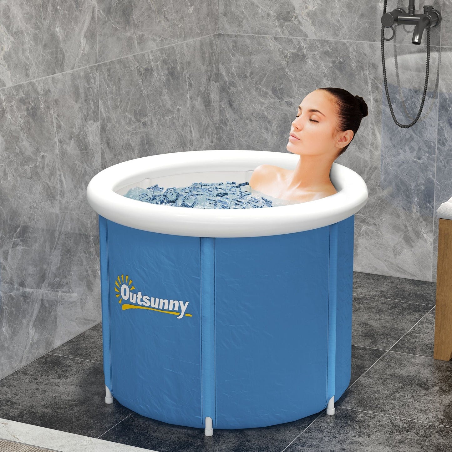 Cold Plunge Tub, Portable Ice Bath Cold Water Therapy Tub with Thermo Lid, for Athletes Recovery, Dark Blue New Era Fashion LLc