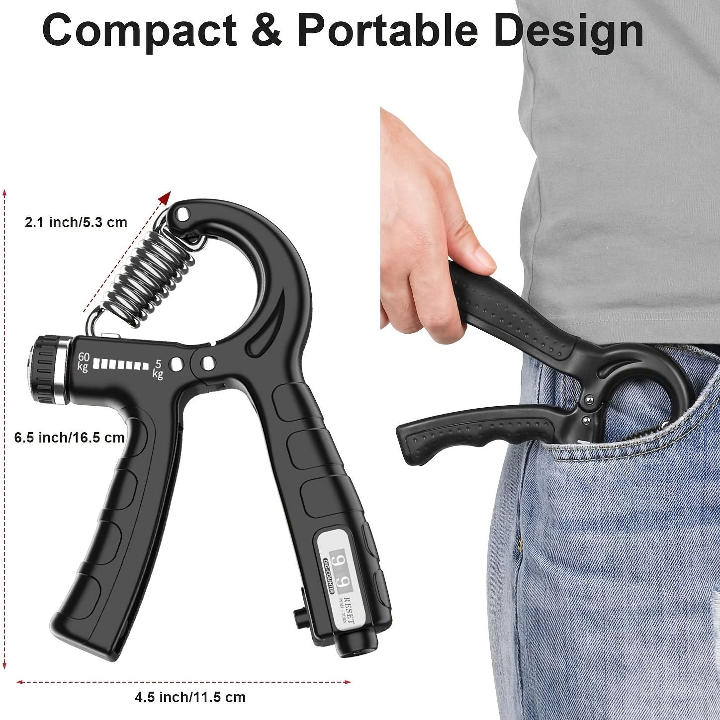 1pc Hand Grip Strength Trainer; Adjustable Resistance Non-Slip Gripper New Era Fashion LLc