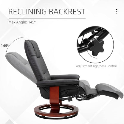 Living Room Relaxation: Black Faux Leather Swivel Recliner with Adjustable Footrest New Era Fashion LLc