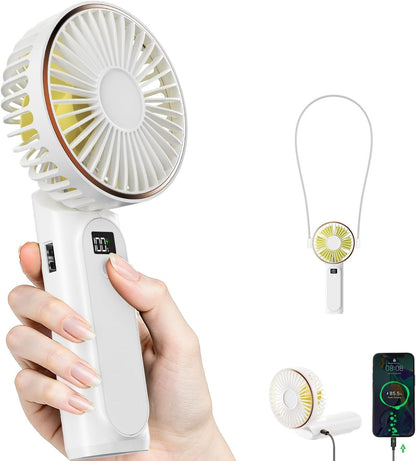 Portable Handheld Fan, Portable Fan Rechargeable, 4000mAh, 180° Adjustable, 6 Speed Wind, Display Electricity in Real Time, USB Rechargeable Foldable F an, Quiet Personal Fan as Power Bank New Era Fashion LLc