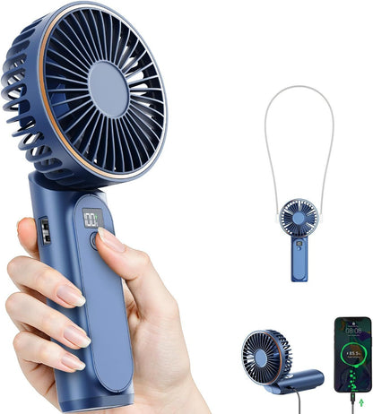 Portable Handheld Fan, Portable Fan Rechargeable, 4000mAh, 180° Adjustable, 6 Speed Wind, Display Electricity in Real Time, USB Rechargeable Foldable F an, Quiet Personal Fan as Power Bank New Era Fashion LLc