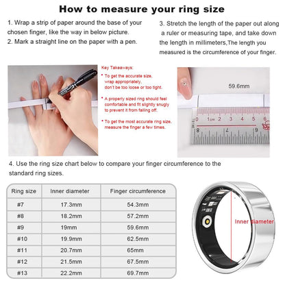 Smart Ring Health Tracker - Fitness Sleep Heart Rate Blood Oxygen Tracker Smart Ring For Men And Women,IP68 Waterproof Level Bluetooth Fitness Tracker Rings Family Care New Era Fashion LLc