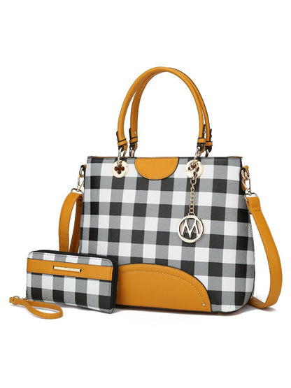 MKF Collection Gabriella Checkers Handbag with Wallet by Mia k New Era Fashion LLc