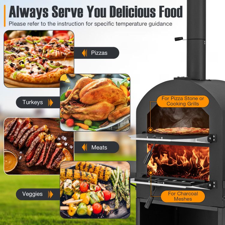 Outdoor Pizza Oven with Protective Cover and Grill Racks and Built-in Thermometer New Era Fashion LLc