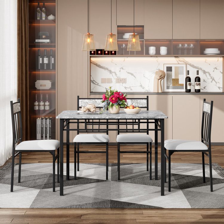 5 Pieces Faux Marble Dining Set Table New Era Fashion LLc