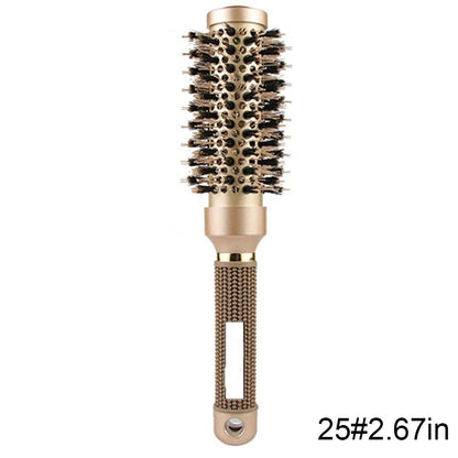 Round Brush For Blow Drying; Nano Thermal Ceramic & Ionic Tech Hair Brush With Boar Bristles; Professional Round Barrel Brush For Styling; Curling And Straightening New Era Fashion LLc