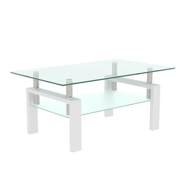 White Coffee Table, Clear Coffee Table, Modern Side Center Tables for Living Room, Living Room Furniture New Era Fashion LLc