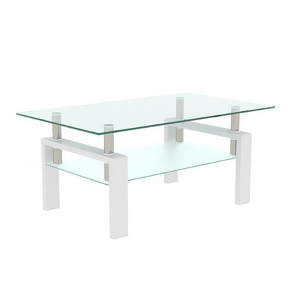 White Coffee Table, Clear Coffee Table, Modern Side Center Tables for Living Room, Living Room Furniture New Era Fashion LLc