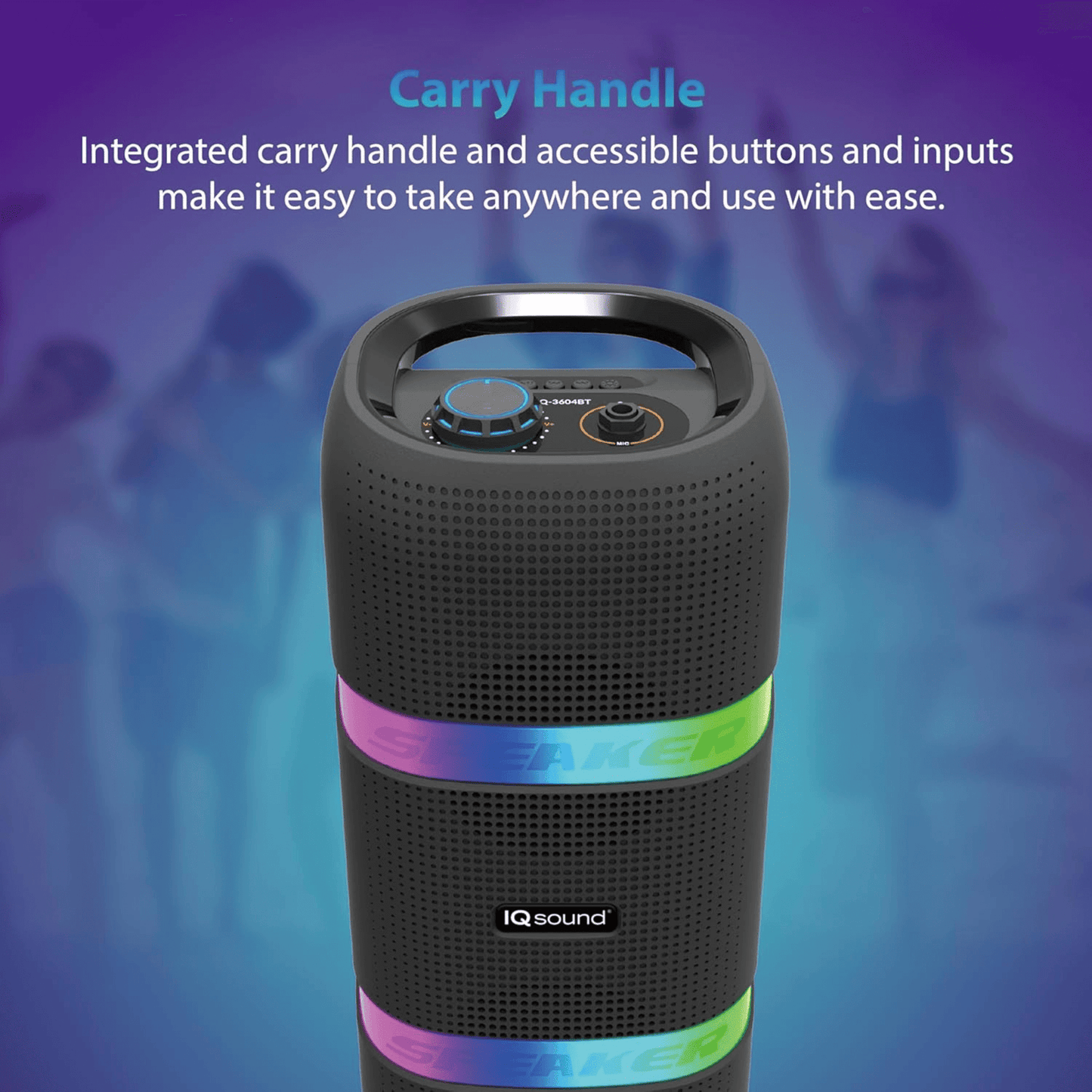 IQ Sound 2 x 4-Inch Portable Bluetooth TWS LED Speaker New Era Fashion LLc