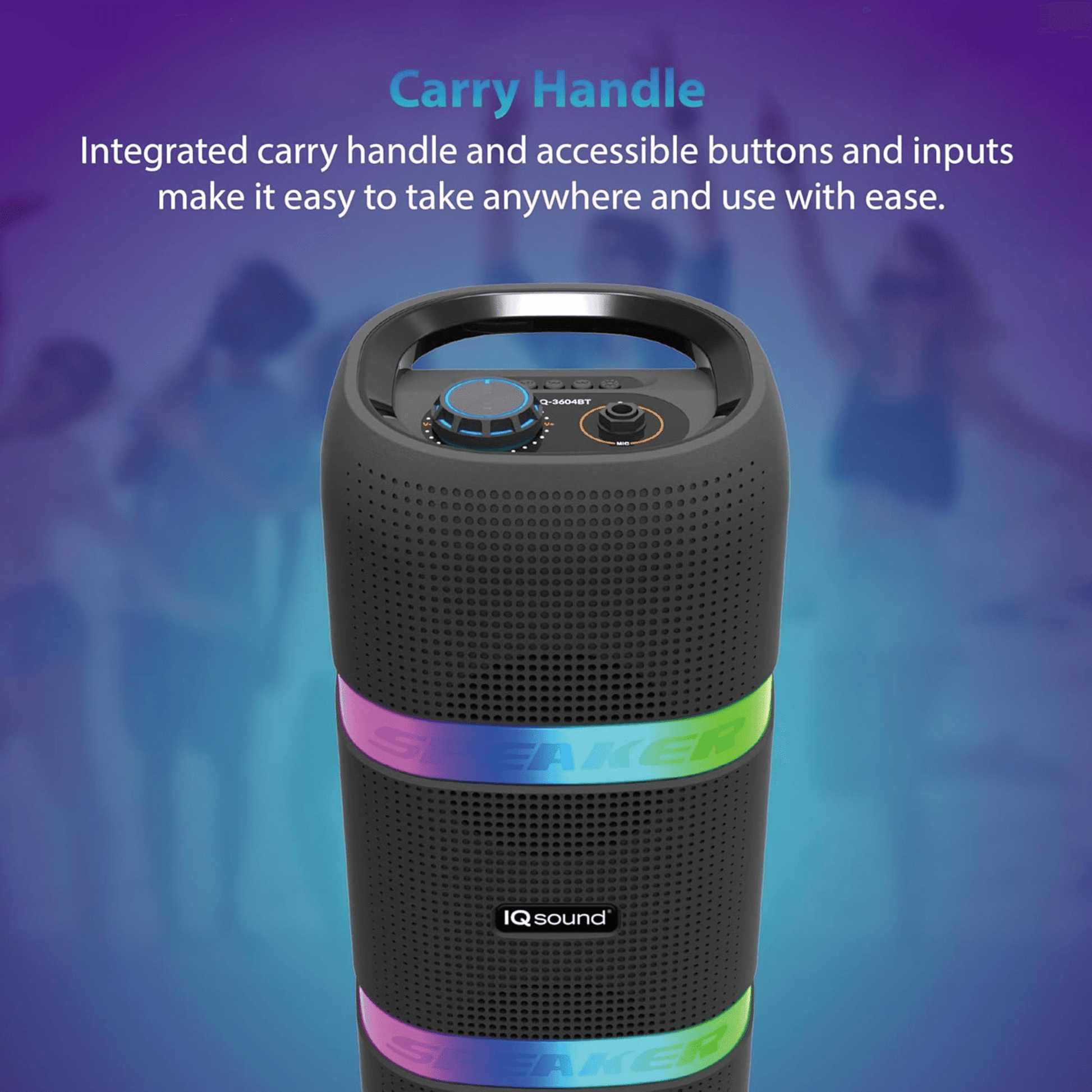 IQ Sound 2 x 4-Inch Portable Bluetooth TWS LED Speaker New Era Fashion LLc
