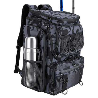 42L/11Gal Fishing Backpack Large Capacity Fishing Tackle Storage Bag with Rod Holders 16-Pocket Water-Resistant with Divider Adjustable Padded Straps for Fishing Gear Outdoor Camping Hiking New Era Fashion LLc