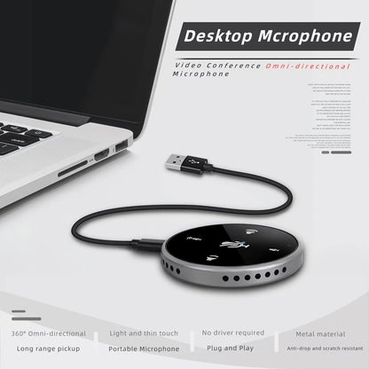 360 Degree Omnidirectional Radio Microphone Touch Control Video Conferencing Interface Microphone Recording Speech With Speaker USB Notebook Used For Laptop Recording Conferences New Era Fashion LLc