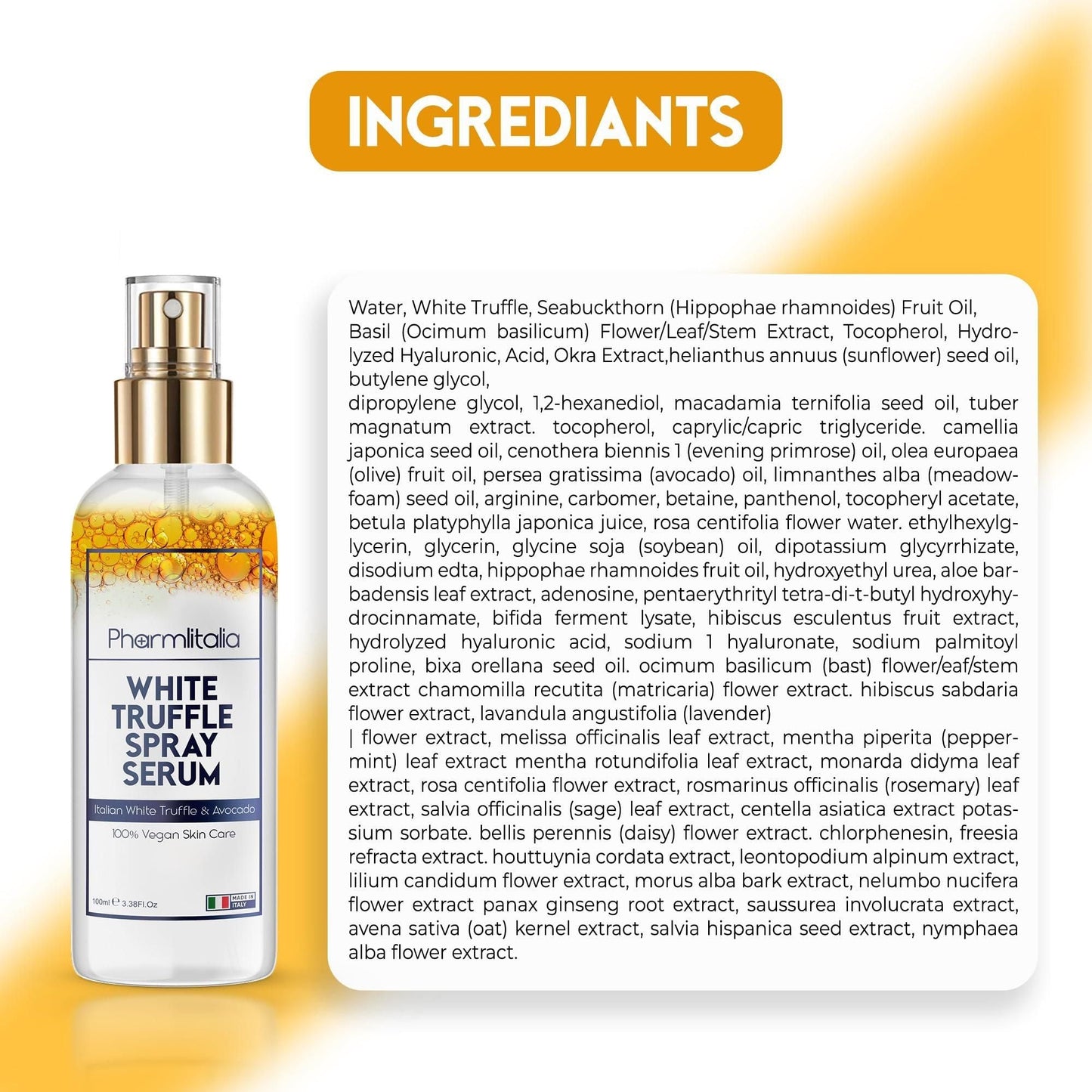 Italian White Truffle Spray Serum Vegan Skin Care Face Mist Hydrating Spray with Avocado White Truffles Face Serum for Radiant Skin 3.38 Fl Oz New Era Fashion LLc