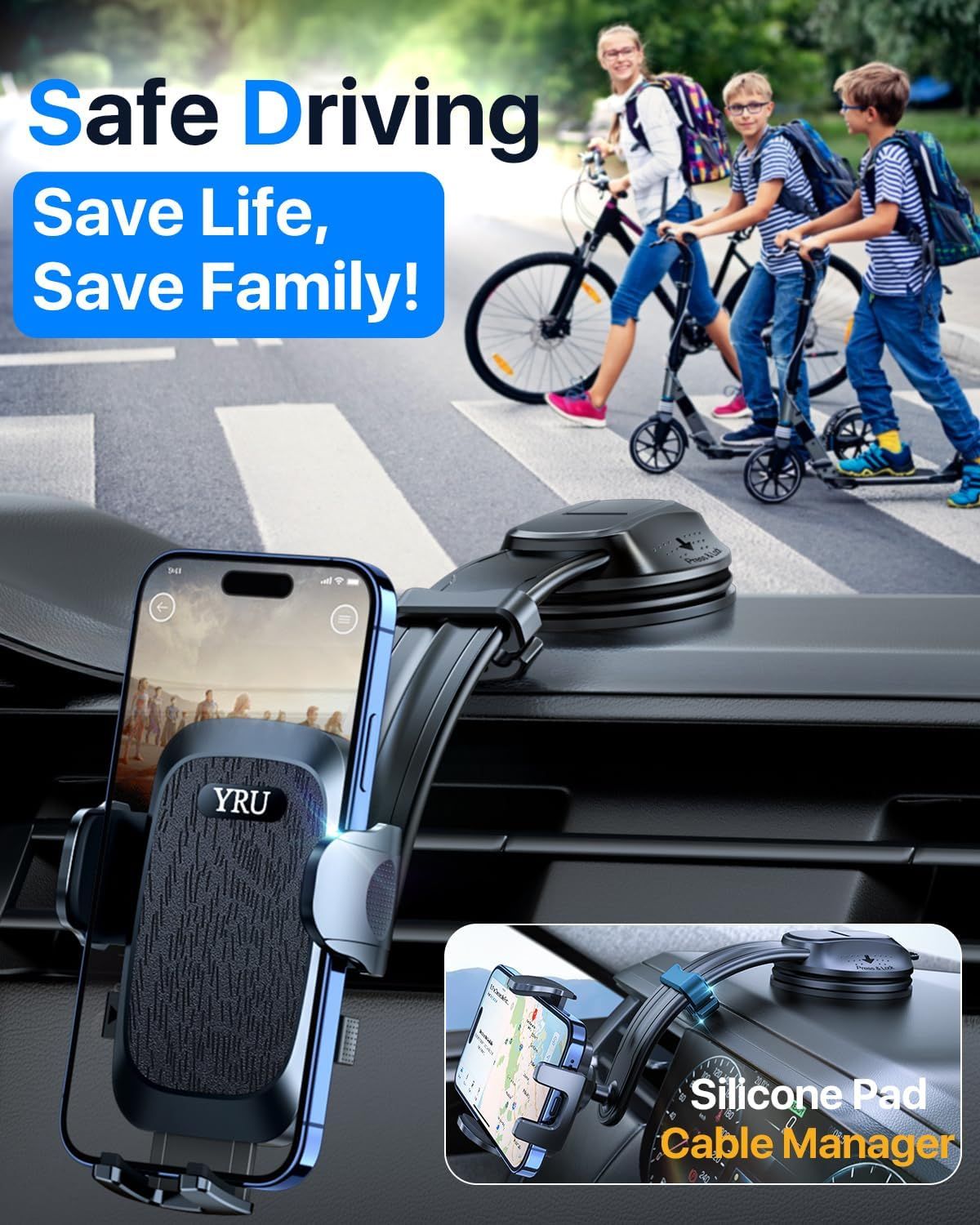 2026 Ultimate Car Phone Holder Mount Bendable & Adjustable Aluminum Arm Cell Phone Holder for Car Dashboard Windshield Phone Stand for iPhone 17 16 15 14 Pro Max Samsung Pickup Truck New Era Fashion LLc