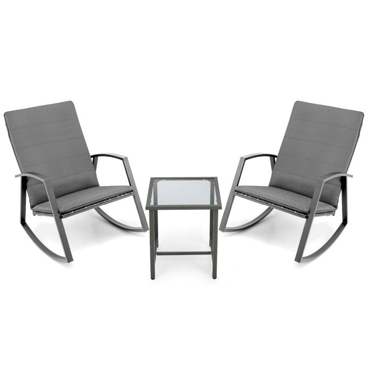 3 Pieces Patio Rattan Rocking Furniture Set New Era Fashion LLc