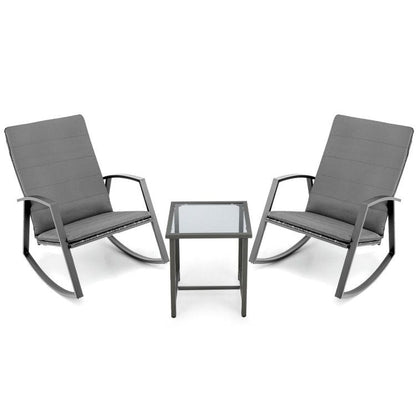 3 Pieces Patio Rattan Rocking Furniture Set New Era Fashion LLc