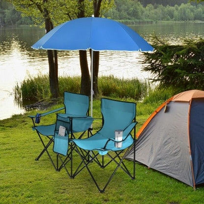 Portable Folding Picnic Double Chair With Umbrella New Era Fashion LLc