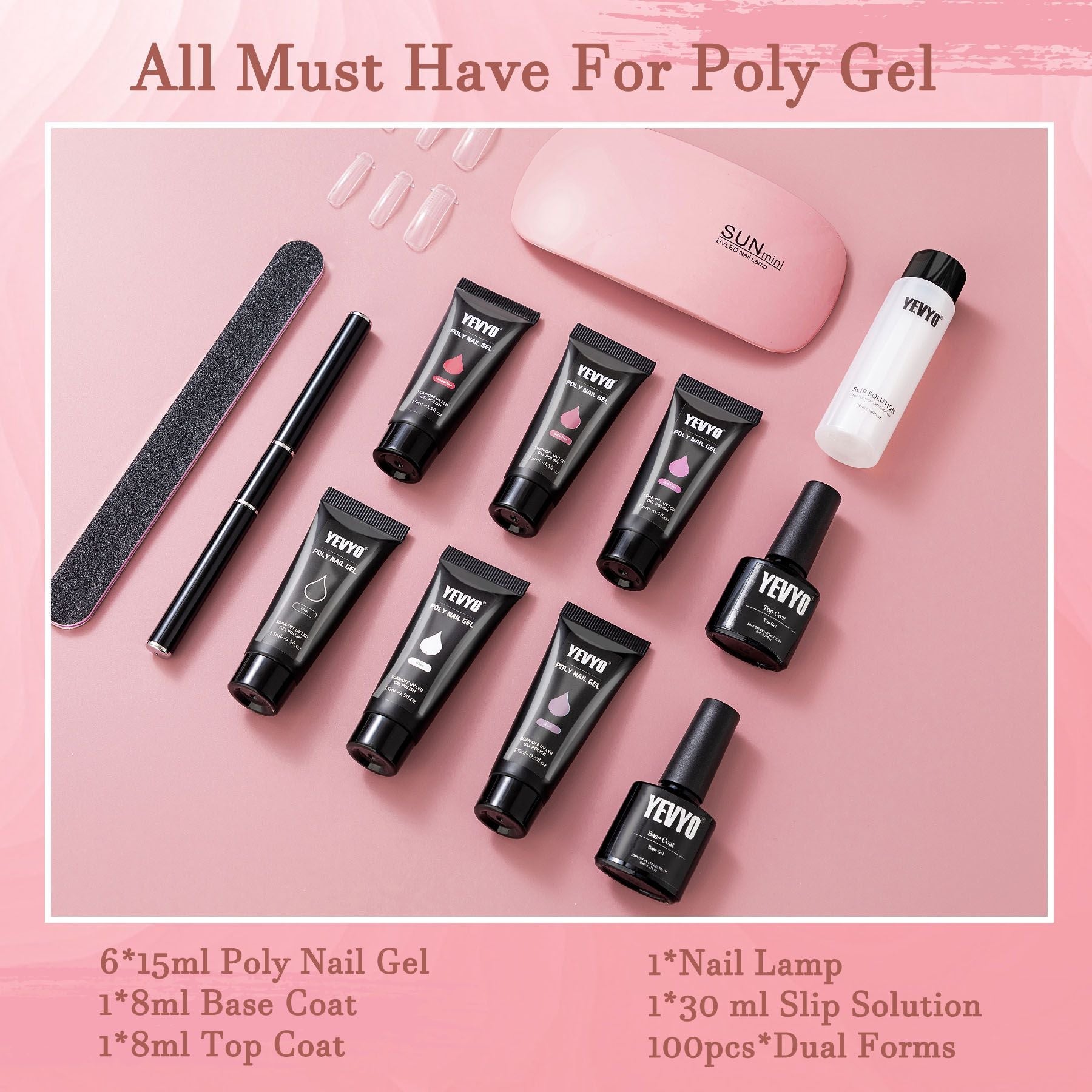 Poly Gel Nail Kit, Poly Nail Gel Kit with UV Lamp for Beginners with Everything, Gel Extension Nail Kit with Slip Solution New Era Fashion LLc