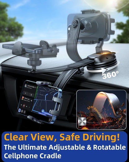 2026 Ultimate Car Phone Holder Mount Bendable & Adjustable Aluminum Arm Cell Phone Holder for Car Dashboard Windshield Phone Stand for iPhone 17 16 15 14 Pro Max Samsung Pickup Truck New Era Fashion LLc