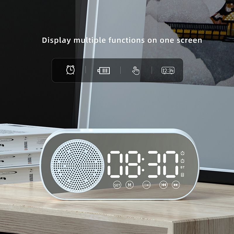 New Wireless Bluetooth Speaker Clock Dual Alarm Support TF Card FM Radio Soundbar HIFI Music Box Soundbar New Era Fashion LLc