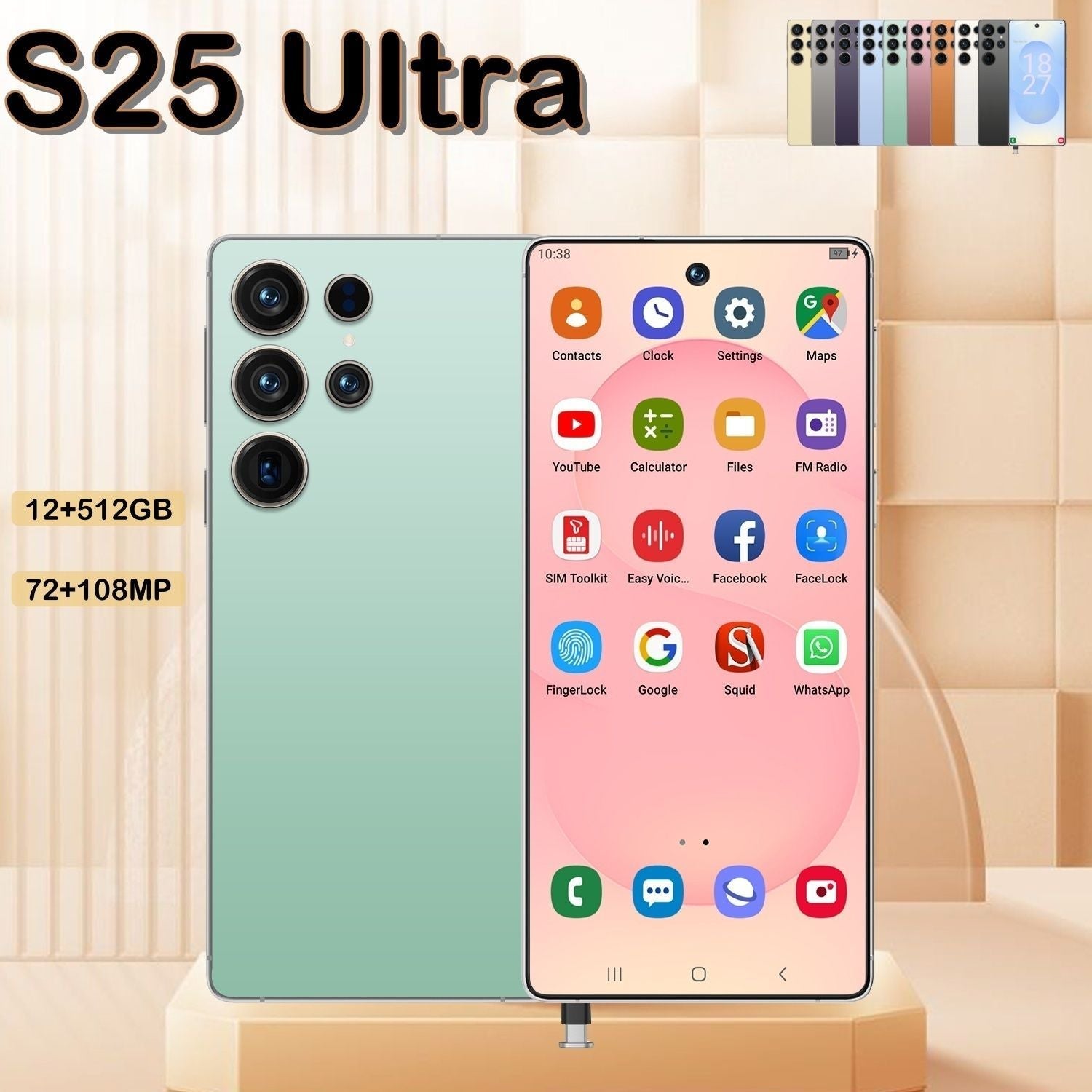 I25 Ultra 5G Smartphone, Unlocked Cell Phone, 6.8" HD Screen Unlocked Phones,  , 6000mAh Battery, Built in Pen, 12+512GB, Android 14, Face ID+Fingerprint Lock New Era Fashion LLc