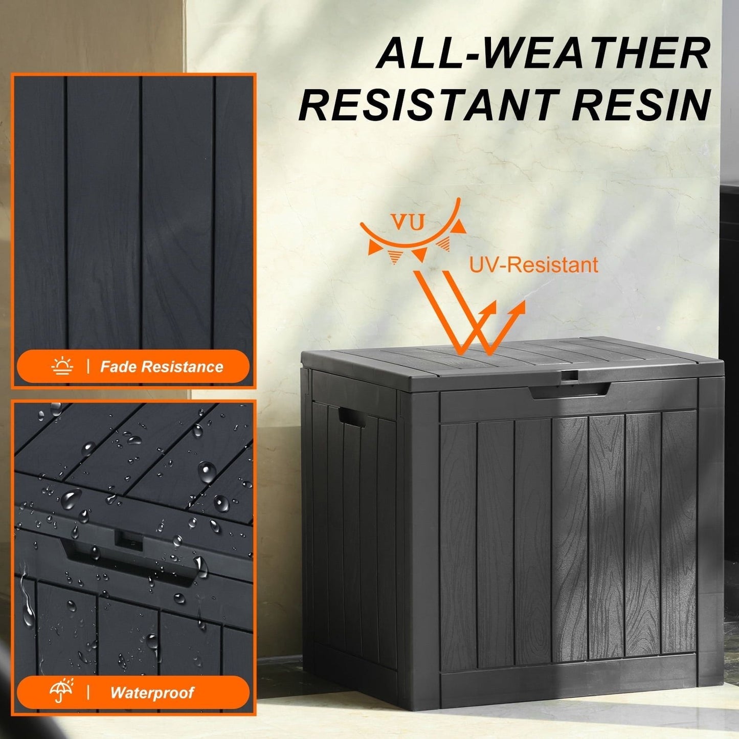 31 Gallon Resin Deck Box, Waterproof UV Resistant Outdoor Storage Box for Garden, Indoor New Era Fashion LLc