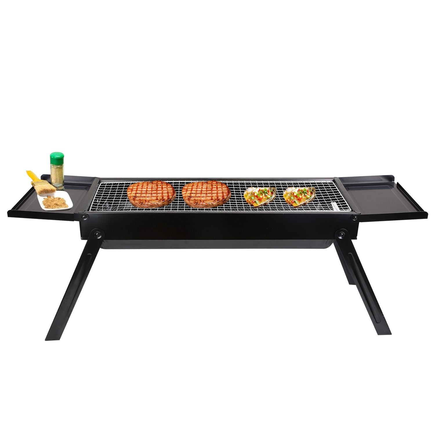 Folding Charcoal BBQ Grill Stainless Steel Grill with Shelf Net Easy Setup for Camping Picnic Outdoor Party Backyard New Era Fashion LLc