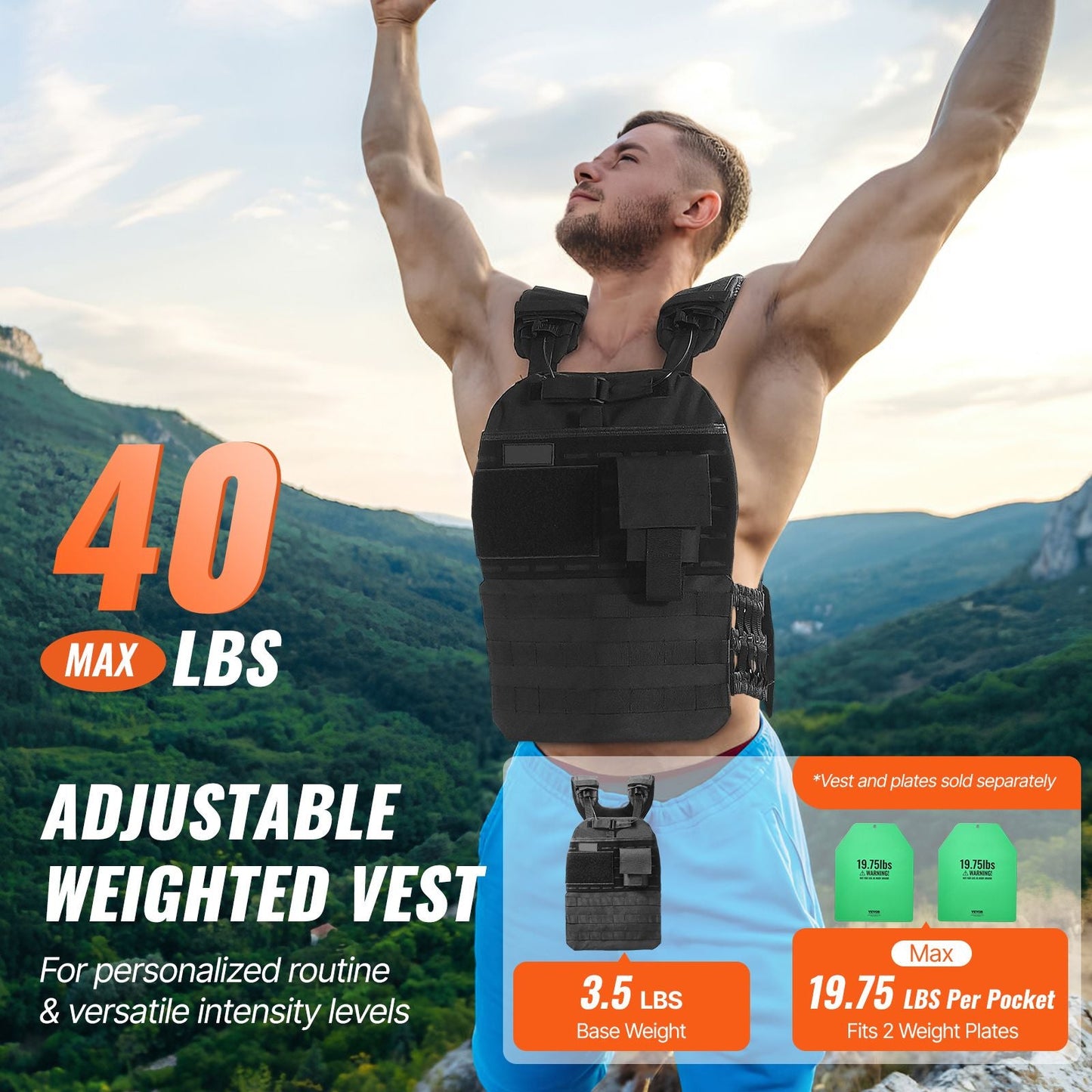 Weighted Vest, 40lb Weight Vest, Adjustable Body Weight Jacket for Men Women, Workout Equipment for Strength and Endurance Training, Running, Jogging, Walking, Fitness, and Weight Loss New Era Fashion LLc