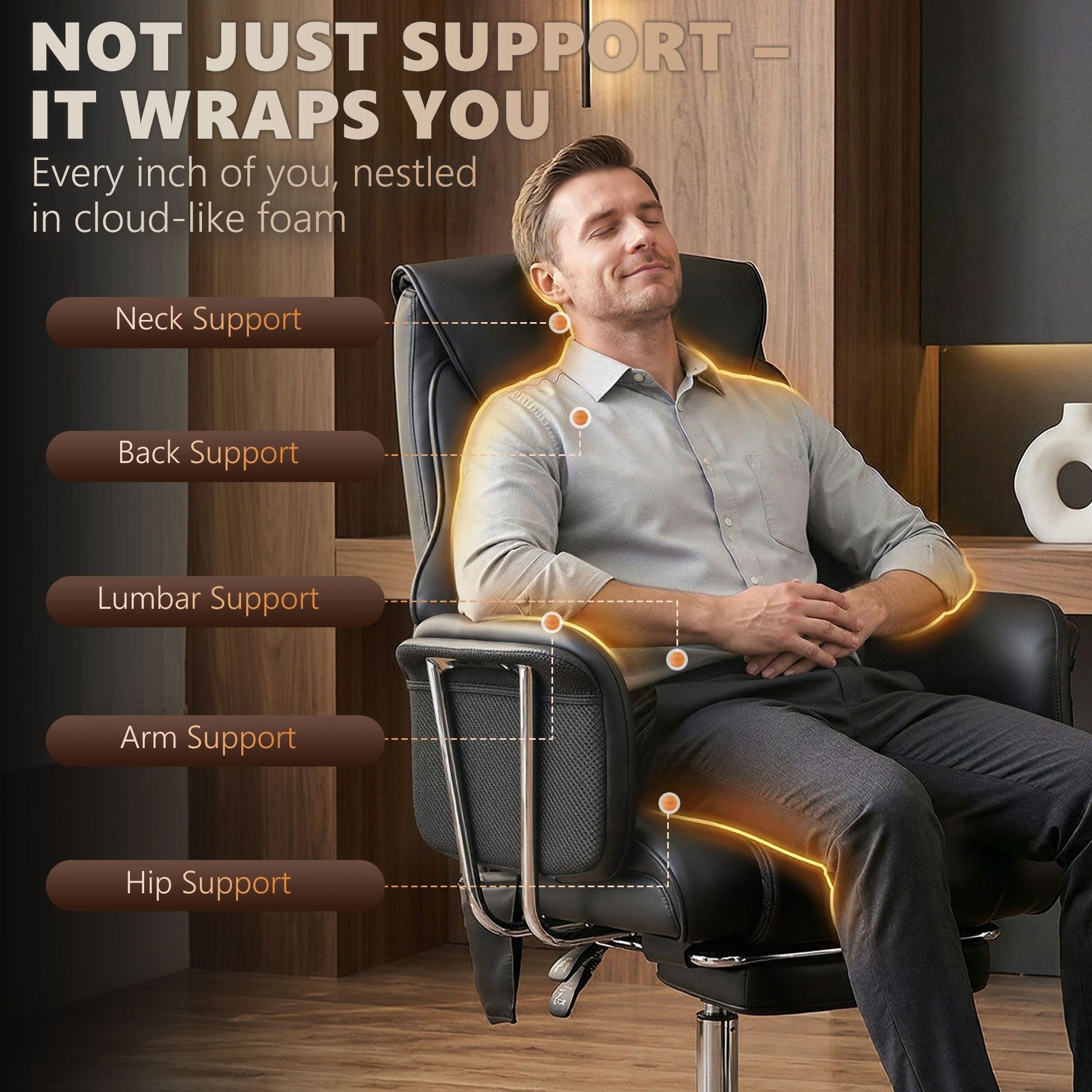 HOMCOM Massage Office Chair with 6 Points Vibration, Executive Desk Chair with High Back, PU Leather, Footrest, Black New Era Fashion LLc