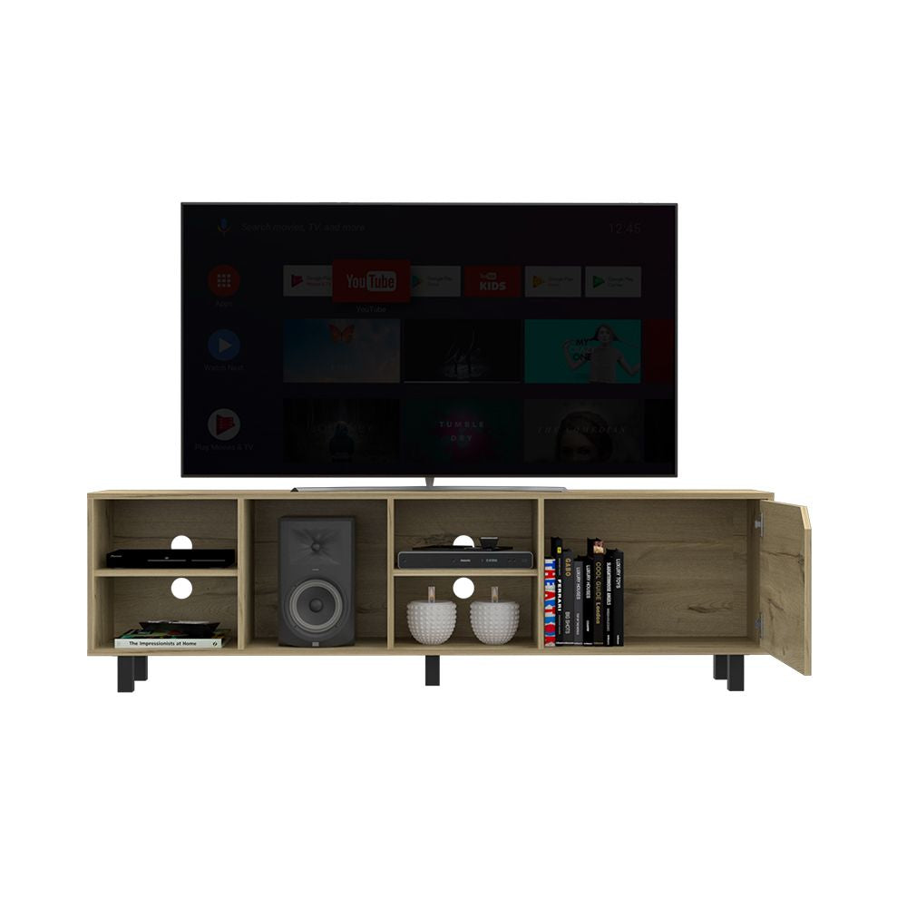 TV Stand for TV´s up 70" Estocolmo, Four Open Shelves, Light Oak Finish New Era Fashion LLc