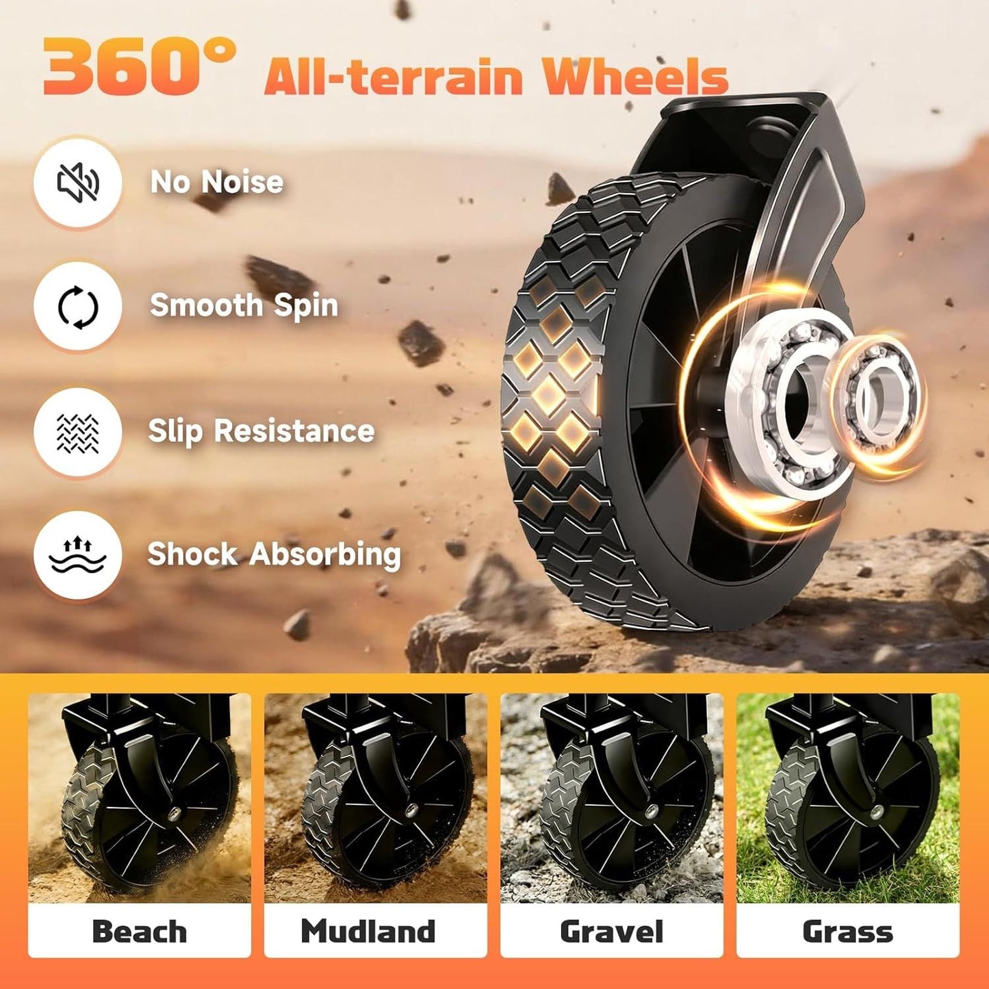 Collapsible Foldable Wagon Cart with Wheels - 220LBS Heavy Duty Folding Wagon Carts, Portable Lightweight Utility Wagon with All-Terrain Wheels & 2 Cup Holders, Grocery/Beach/Sports/Shopping/Black New Era Fashion LLc