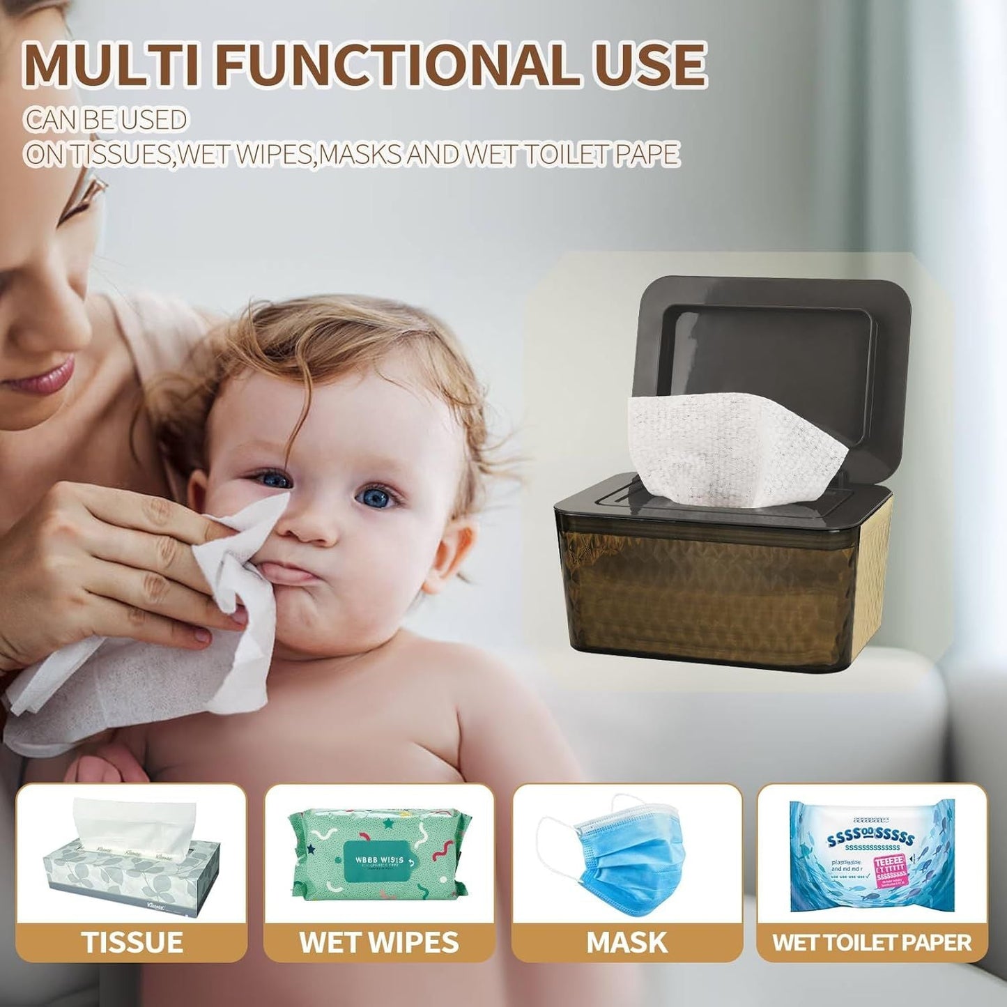 Wipes Dispenser, One-Handed Operation Wipe Holder for Baby & Adult, Seal-Designed Wipes Container for Bathroom Keep Diaper Wipes Fresh New Era Fashion LLc